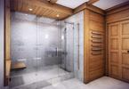 Szara łazienka z drewnem - elegancki pokój kąpielowy